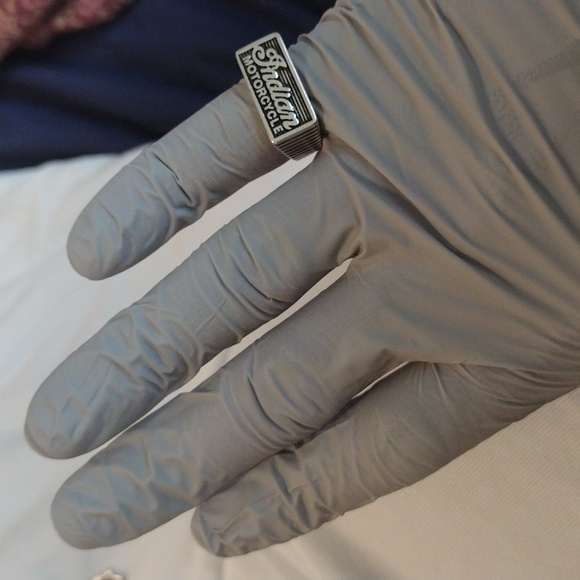 Vintage Sterling Silver Indian Motorcycle Ring w/ Biker Pin - Picture 6 of 11